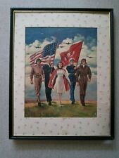 Patriotic Art Print 1942-WWII Era, Armed Forces 8.5x11 Framed picture