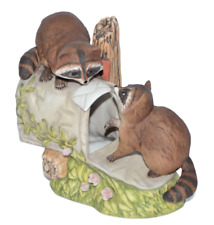 Vintage Homeco Raccoon Getting in Mailbox Figurine Masterpiece Porcelain picture