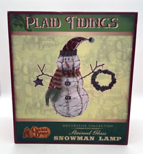 Cracker Barrel PLAID TIDINGS Decorative Collection Stained Glass Snowman Lamp picture