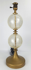 vintage Clear Crackle Glass Two Tier Globe Lamp Hollywood Regency Vintage 20” picture