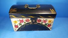 Tin Toleware Domed Top Document Box Brass Handle 19th Century Antique picture