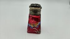 Antique Bohemian Cranberry Glass Shaker Hand-Painted Butterflies ca. 1883-1887 picture
