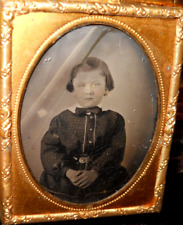 1859 1/9th Size Ambrotype of young boy in brass mat/frame picture
