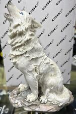 White Wolf Sitting Statue 8” picture