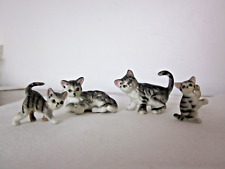 Vintage Miniature Tabby Cat Kitten Family Bone China 4 Figurines Japan picture