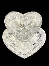 Vintage Clear Cut Crystal Heart Shaped Trinket Box Ring Box Vanity Box t 15 picture