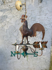 Vintage Rooster Weathervane Chandelier Copper & Metal Farmhouse Primitive Folk picture