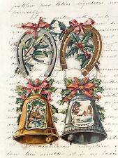 RARE 1890’s 2 Bells 2 Horseshoe’s W/Xmas Images Antique Vintage German Diecut  picture