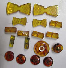 Vintage APPLE JUICE Tortoise Shell BAKELITE Carved buttons Lot Estate Collection picture
