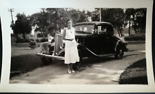 Vintage 1930s Original Photo Pretty Woman  1933 Chevrolet Automobile picture