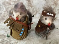 Vintage Original Fur Toys West Germany Whimsical Mouse Indian  approx. 2