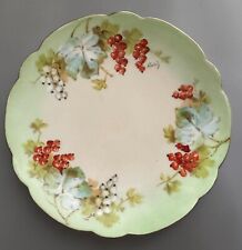 Vintage LIMOGES France plate green FLAMBEAU hand painted LDBC grapes, cherries picture