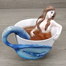 AMY BROWN Relaxing MERMAID Tea Cup Coffee Mug Mystical Fantasy Blue Tail picture