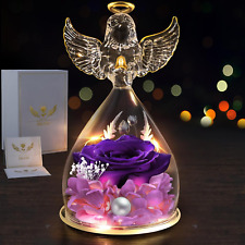 Angel Gifts for Women,Rose Flower Preserved in Glass LED Lighted (Angel Figures) picture