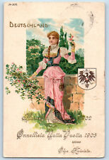 Germany Postcard Woman with Flower Happy New York 1902 Posted Antique picture
