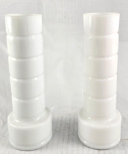 Set 2 Tiered Ring Cylinder Tower Shaped Vase Minimalist Retro White Milk Glass picture