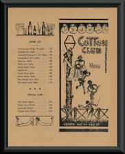 1930s Harlem Cotton Club Menu Reprint On 80 Year Old Paper Bar Decor *212 picture