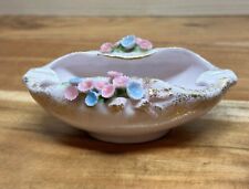Rare Vintage Lefton China Ashtray Pink and Blue Pastel Flowers picture
