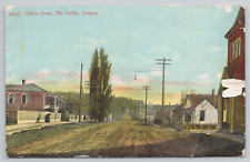 Union Street The Dalles Oregon Street View Store Promo c1910 Postcard - Posted picture