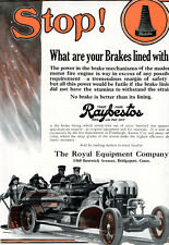 1915 Original Raybestos Brake Lining Ad. VIntage Fire Truck. Big Color Page picture