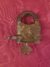 Vintage Old Unusual  Solid Brass Unique Rare Shape Yale/U.S. Mark Padlock USA picture