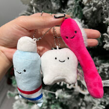 Cute Tooth Shaped Pendant Plush Doll Toys Purse Schoolbag Hanging Keychain Gift picture