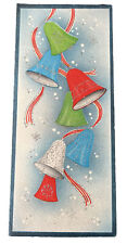 Vintage 50s MCM Christmas Card~Bells & Glitter picture