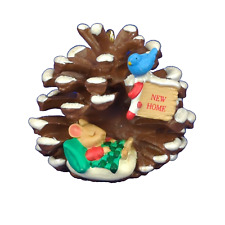 Vintage 2000 Hallmark Keepsake Christmas Ornament NEW HOME Mouse Pine Cone Retro picture