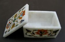3 x 2 Inches Semi Preciouse Stone Inlay Work Stationary Box Marble Hewelry Box picture