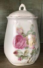 Antique Porcelain Biscuit Lidded Jar With Roses, Germany picture