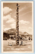 Jasper Alberta Canada Postcard Totel Pole Jasper Park 1940  RPPC Photo picture