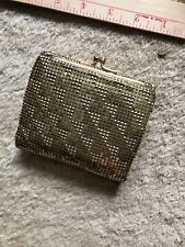 Vintage Whiting And Davis Gold Mesh Bifold Wallet w/ Kiss Lock Coin Compartment picture