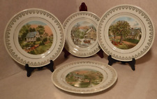 Currier & Ives 8 1/4” Plates the Four Seasons- Vtg - 80's Limited Ed. Numbered picture