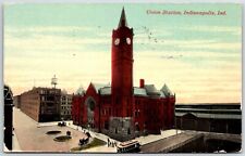1912 Outside View of Union Station, Indianapolis Indiana IN Antique Postcard picture