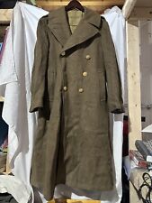 Vintage 1945 WW2 US Army Enlisted Trench Coat Overcoat 38R Heavy Wool Green picture