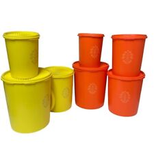 Tupperware Servalier Canister Sets With Lids 805-6 In Vintage Yellow Or Orange picture