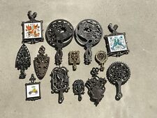 Antique vintage cast iron and brass trivets (lot of 13) picture