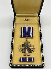 WWII Era Distinguished Flying Cross 3-Piece Medal Set In Coffin Case - Preowned picture