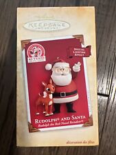 Hallmark 2004 Rudolph and Santa Ornament Nose Lights Up In Box picture