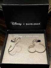 Disney x Baublebar Mickey Mouse Outline Hoop White Crystal Earrings NIB picture