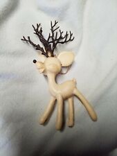 Vintage Christmas WHITE DEER Soft Plastic Holiday Decor 6.5” With Antlers picture