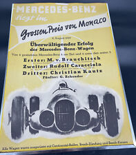 RARE - Original Mercedes Benz 1937 Monaco Grand Prix Lithograph Car Race Poster picture