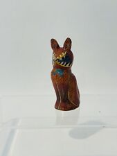 Vintage Enamel Cloisonne Sitting Cat Fox Figurine Multicolor 3.5”T picture