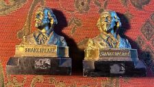 Antique William Shakespeare Poet Writer Bust Bookends picture