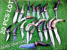 20 PCS LOT CUSTOM HAND FORGED DAMASCUS BLADE HANDMADE HUNTING BOWIE KNIVES, picture