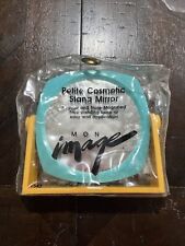 NOS Vtg 90s Mon Image Teal & Yellow Rotating Make Up Cosmetic Vanity Mirror picture