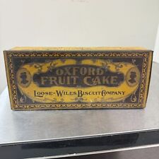 Antique / Vintage OXFORD FRUIT CAKE Loose-Wiles Biscuit Co. Tin - Advertising picture