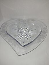 Vintage Lead Crystal Heart Shape Frosted Dish picture