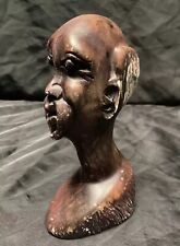 Vintage carved Stone Sculpture Figurine African Man Head Figurine Paperweight picture