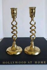 Vintage Brass Spiral Taper Candle Holders 7.5 Inches Tall Made In India picture